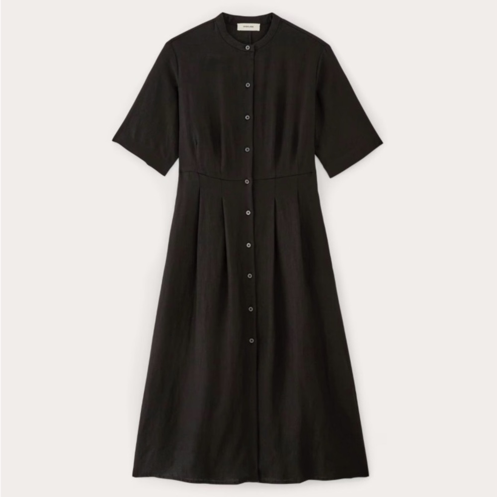 Everlane Black Button-Front Midi Dress